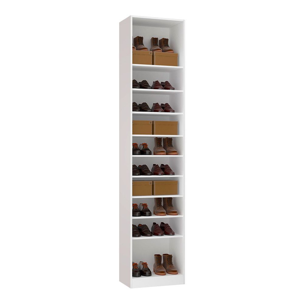 Guarda Roupa Closet Sem Porta 50,3cm Módulo Sapateira Com 9 Prateleiras Prime Luciane Móveis Branco
