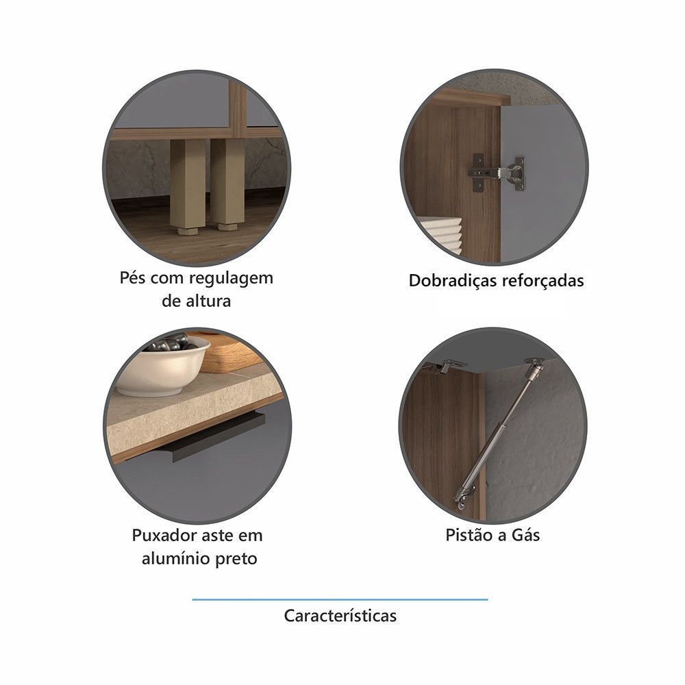 Encontraproduto.com.br - Paneleiro Torre Quente 70cm 3 Portas Com Espaço Para Forno E Micro-ondas Aspen Luciane Móveis Vanilla/beige