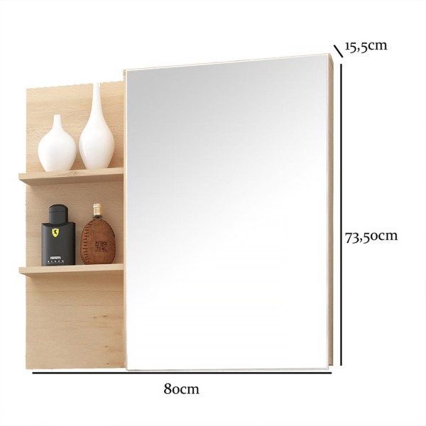 Encontraproduto.com.br - Armário Com Espelho Jazz 80X73,5Cm Faia Com Branco
