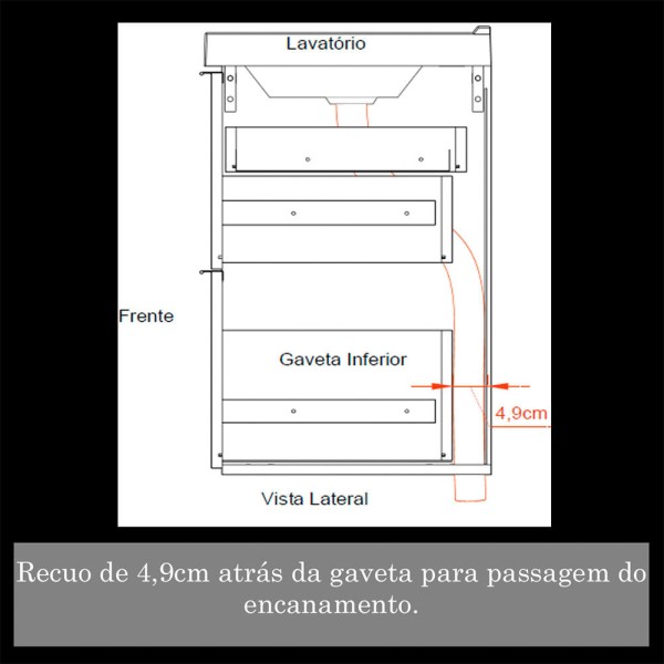 Encontraproduto.com.br - Kit Gabinete Para Banheiro Pietra 60cm Com Lavatório E Espelheira Móveis Bosi Branco Com Gianduia Brilho