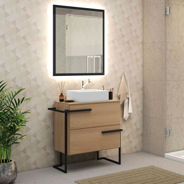 Gabinete Banheiro 78Cm 03 Gavetas Com Cuba E Espelheira Tea