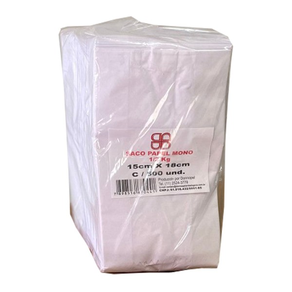 Encontraproduto.com.br - Saco De Papel Branco 1/2kg Donnoplast Com 500 Unidades
