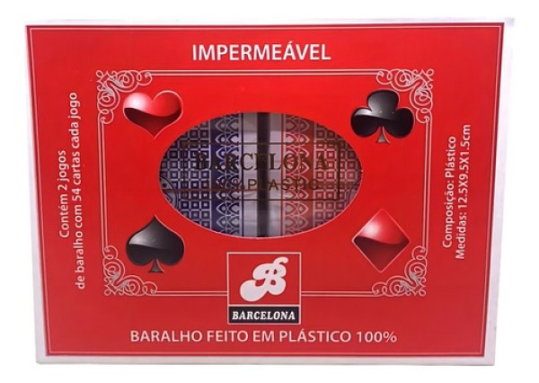 Encontraproduto.com.br - Baralho Duplo 100% Plástico 108 Cartas Prova Dágua Estojo