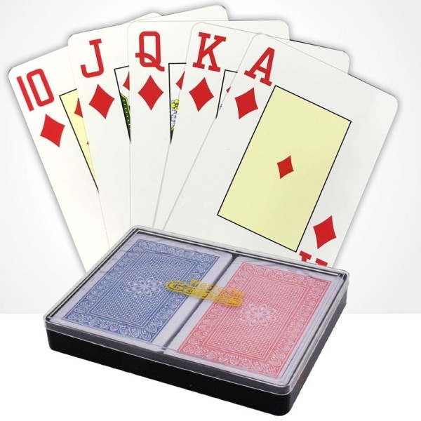 Encontraproduto.com.br - Baralho Duplo 100% Plástico 108 Cartas Prova Dágua Estojo