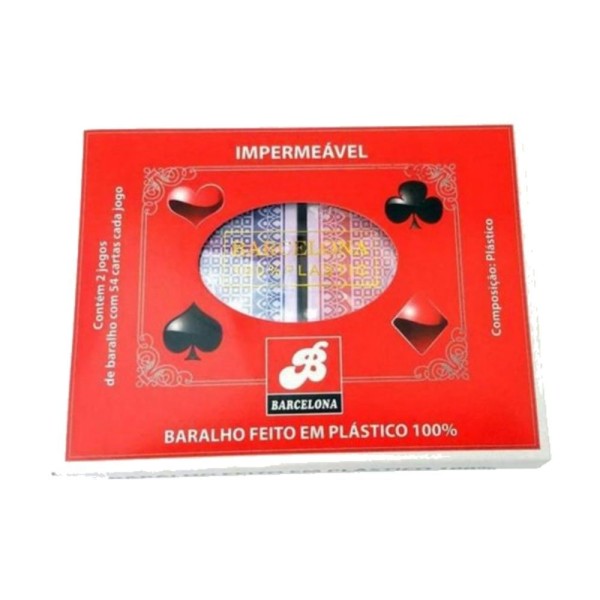 Encontraproduto.com.br - Baralho Duplo 100% Plástico 108 Cartas Prova Dágua Estojo