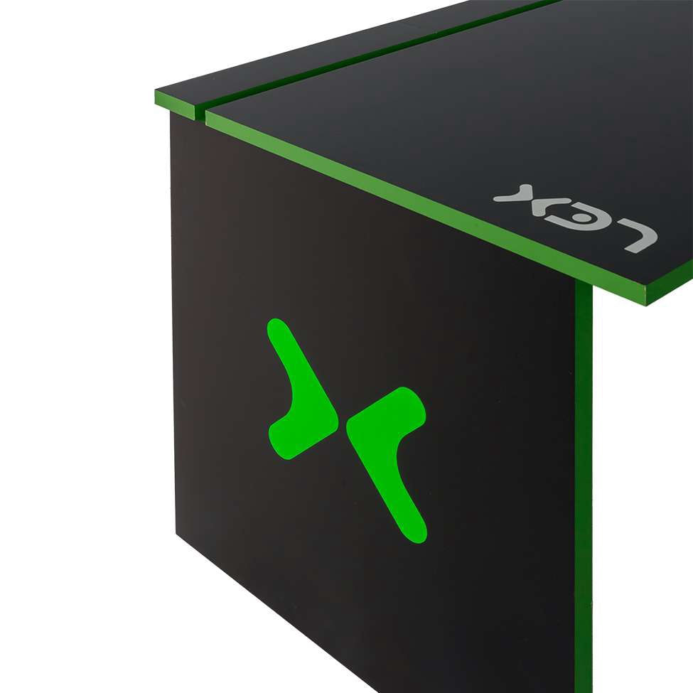 Encontraproduto.com.br - Mesa Gamer lex Preta e Verde com detalhes que brilham no escuro