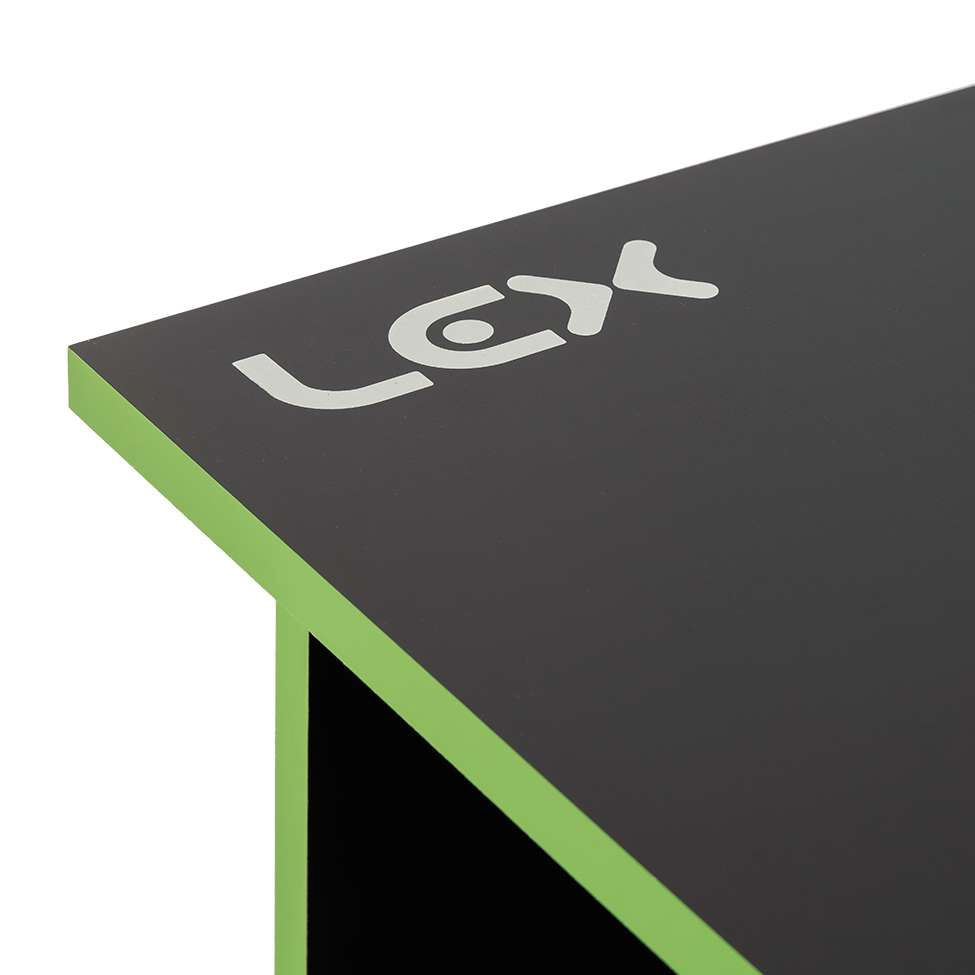 Encontraproduto.com.br - Mesa Gamer lex Preta e Verde com detalhes que brilham no escuro