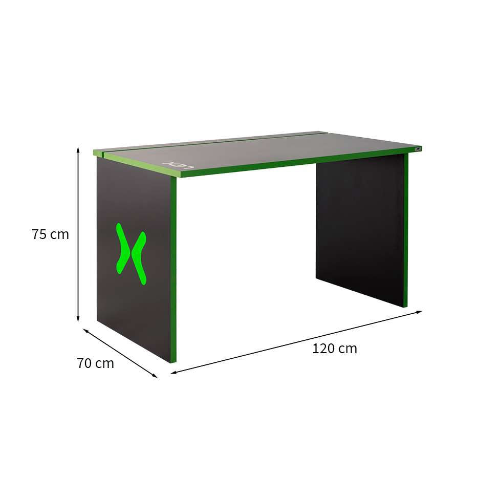 Encontraproduto.com.br - Mesa Gamer lex Preta e Verde com detalhes que brilham no escuro