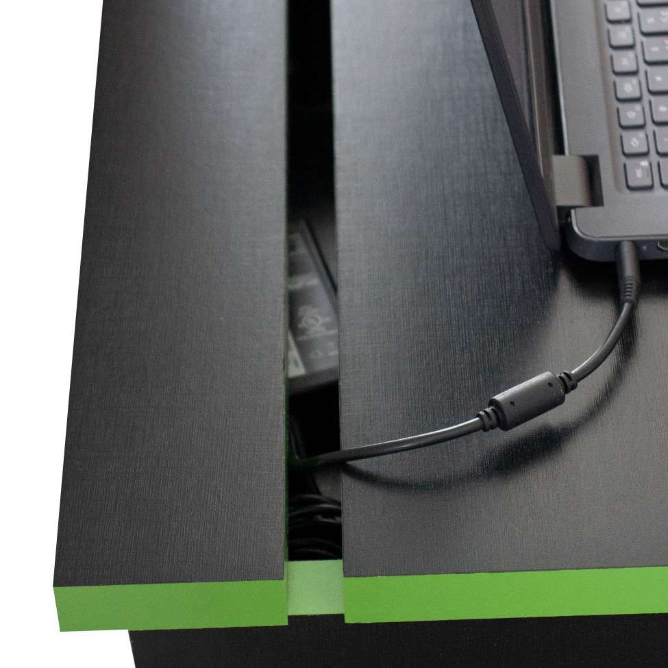 Encontraproduto.com.br - Mesa Gamer lex Preta e Verde com detalhes que brilham no escuro