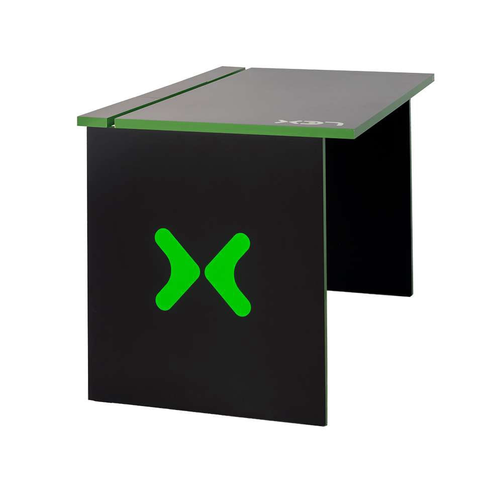 Encontraproduto.com.br - Mesa Gamer lex Preta e Verde com detalhes que brilham no escuro