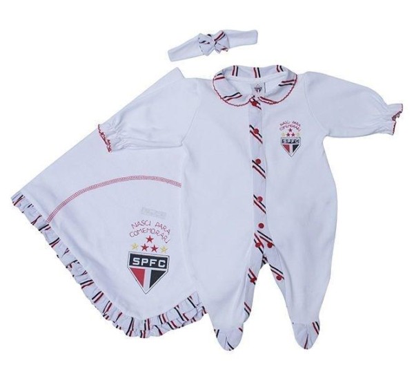 Encontraproduto.com.br - Kit Macacão São Paulo com Manta e Tiara Revedor