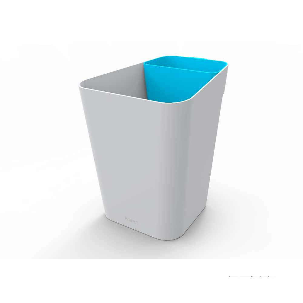 Lixeira cinza 10L com pote azul Prat-k
