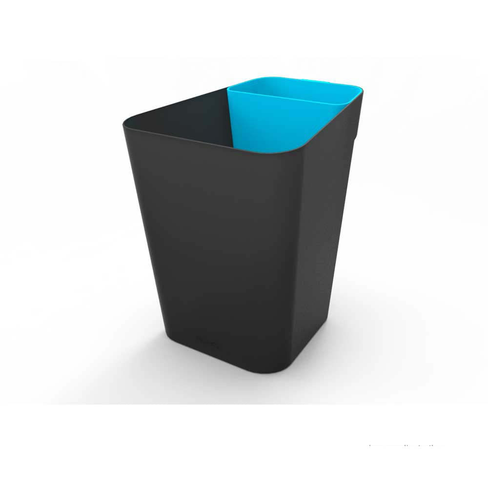 Lixeira preta 10L com pote azul Prat-k