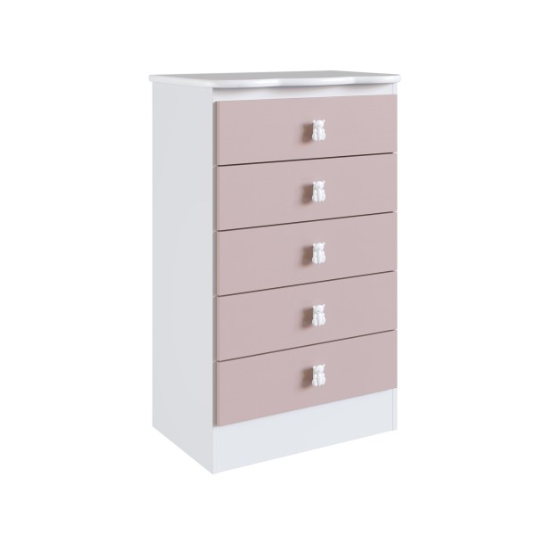 Encontraproduto.com.br - Cômoda de Bebê 5 Gavetas Móveis Percasa Branco/Rosa