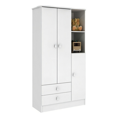 Guarda Roupa de Bebê 3 Portas 2 Gavetas Baby Móveis Percasa Branco