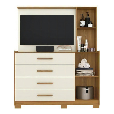 Encontraproduto.com.br - Cômoda Infantil 3 Gavetas e Nicho 1330 Espresso Móveis Branco/Rosa
