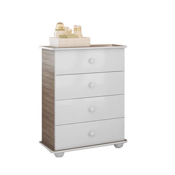 Encontraproduto.com.br - Cômoda de Bebê 4 Gavetas 2031 Baby Móveis Percasa Fresno/Branco