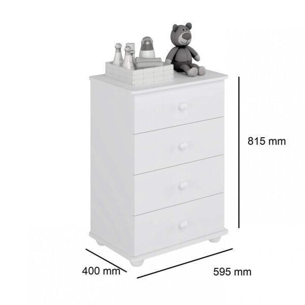 Encontraproduto.com.br - Cômoda de Bebê 4 Gavetas 2031 Baby Móveis Percasa Fresno/Branco