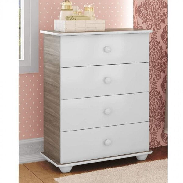 Encontraproduto.com.br - Cômoda de Bebê 4 Gavetas 2031 Baby Móveis Percasa Fresno/Branco