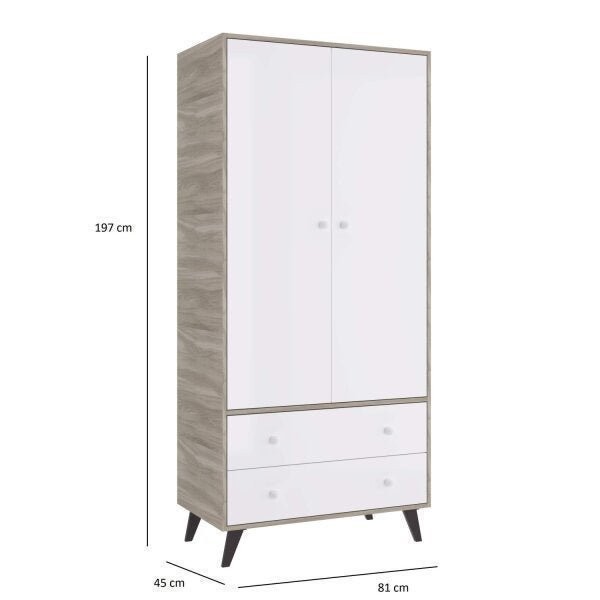 Encontraproduto.com.br - Guarda Roupa de Bebê 2 Portas 2 Gavetas Retrô Móveis Percasa Fresno/Branco
