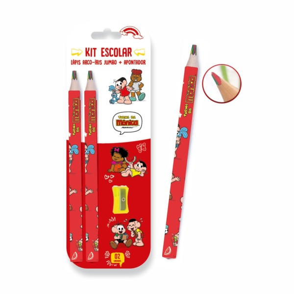Kit Escolar Lápis Jumbo Turma da Mônica  Com 3 peças LYKE