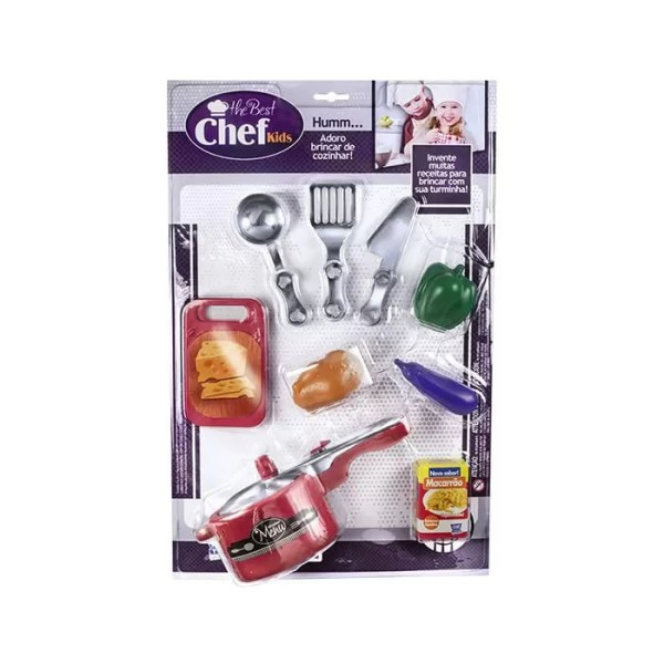 Brinquedo Kit Cozinheiro Chef Vermelho Kids Zuca Toys