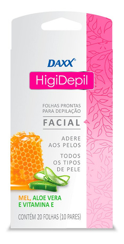 Encontraproduto.com.br - Folhas Depilatorias Daxx Facial com 20 unidades