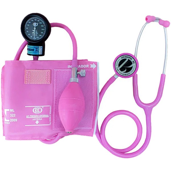 Encontraproduto.com.br - Aparelho Pressão CJ0744 Rosa + Esteto Duplo Inox Rosa
