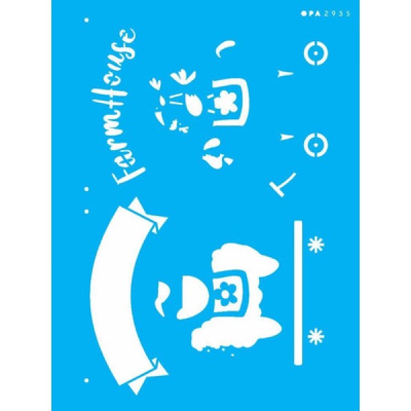 Encontraproduto.com.br - Stencil de Acetato para Pintura OPA Simples 15 x 20 cm – 2935 Farmhouse Bichos