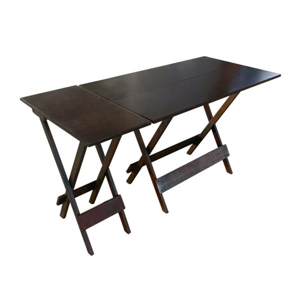 Encontraproduto.com.br - Conjunto De Mesa Dobrável 120X70 Em Madeira Maciça Com Mesa Aparador - Imbuia - Marrom