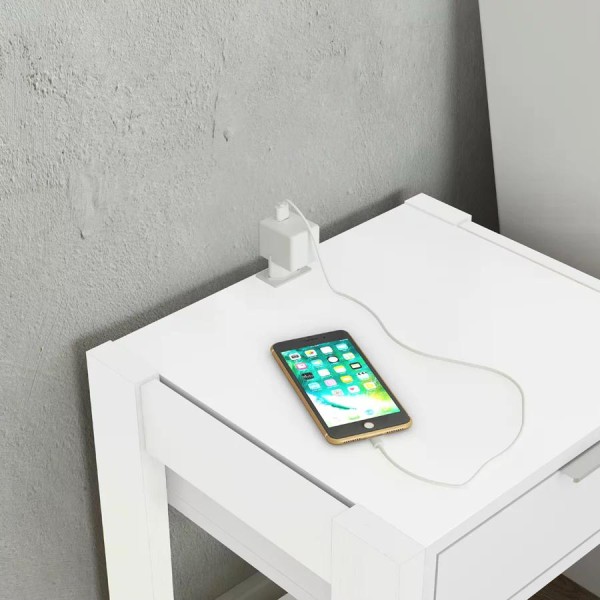 Encontraproduto.com.br - Kit 02 Mesa de Cabeceira Com Tomada 1 Gaveta AZ1016 Tecno Mobili
