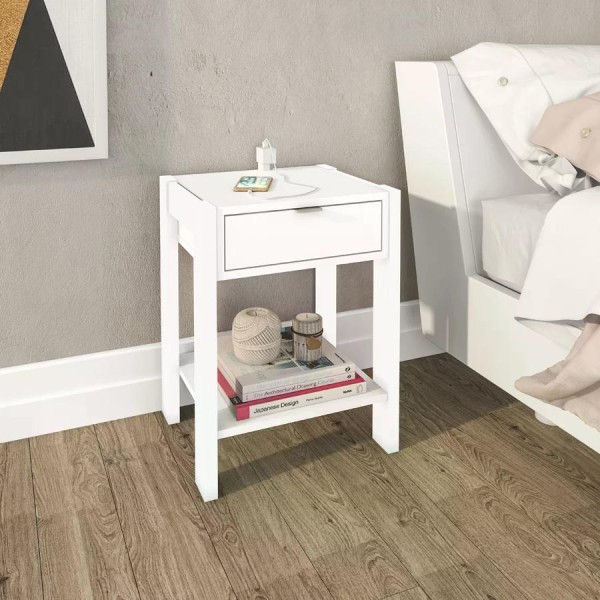 Encontraproduto.com.br - Kit 02 Mesa de Cabeceira Com Tomada 1 Gaveta AZ1016 Tecno Mobili