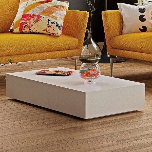 Encontraproduto.com.br - Mesa de Centro Retangular Bely - 100% MDF - Acabamento em Laca Branco