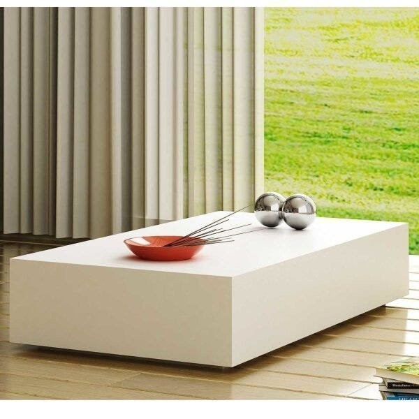 Encontraproduto.com.br - Mesa de Centro Retangular Bely - 100% MDF - Acabamento em Laca Branco