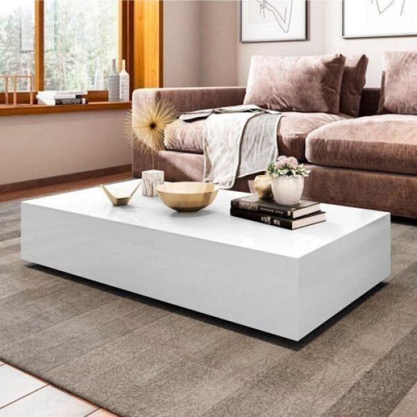 Encontraproduto.com.br - Mesa de Centro Retangular Bely - 100% MDF - Acabamento em Laca Branco