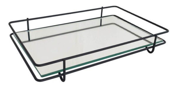 Bandeja Espelhada 26x17cm Retangular Para Decoração Banheiro