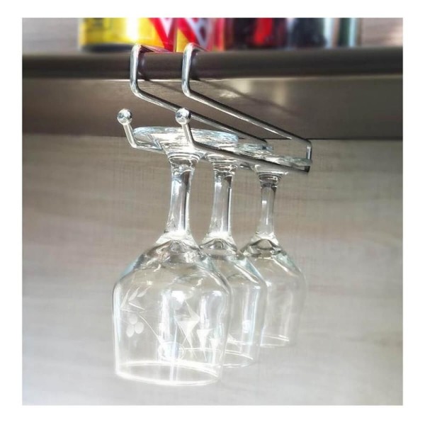 Encontraproduto.com.br - Suporte Porta Taças De Encaixe Simples Cromado Armário