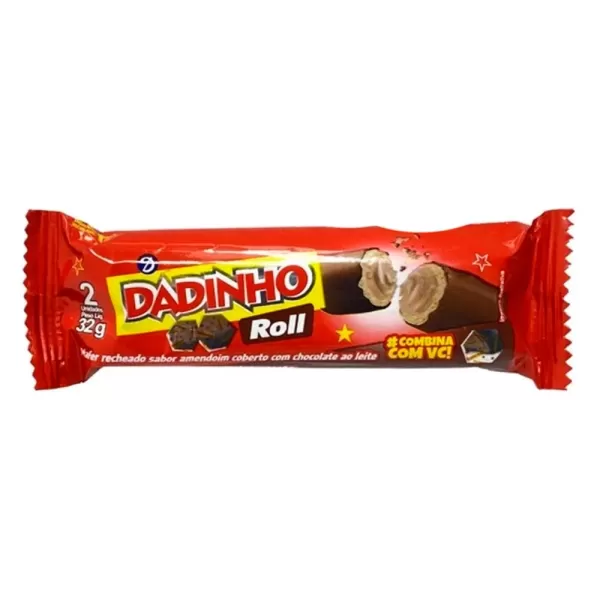 Encontraproduto.com.br - Wafer Dadinho Roll Cobertura de Chocolate 32g