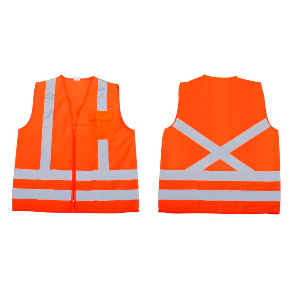 Encontraproduto.com.br - Colete Refletivo com 1 Bolso e Zíper VICSA Laranja VIC72140