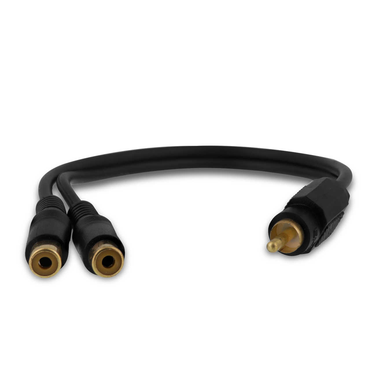 Encontraproduto.com.br - Cabo RCA Y KX3 1 Macho 2 Fêmeas 30cm 3,6mm PVC Flexível Preto Som Automotivo Módulo Amplificador