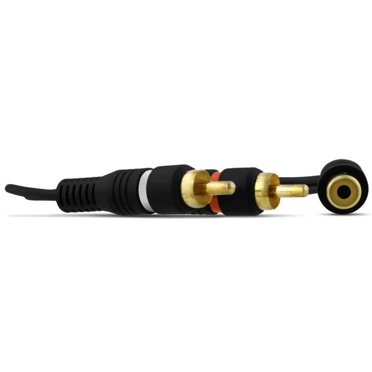 Encontraproduto.com.br - Cabo RCA Y KX3 2 Machos 1 Fêmea 30cm 4mm Flexível Preto Som Automotivo
