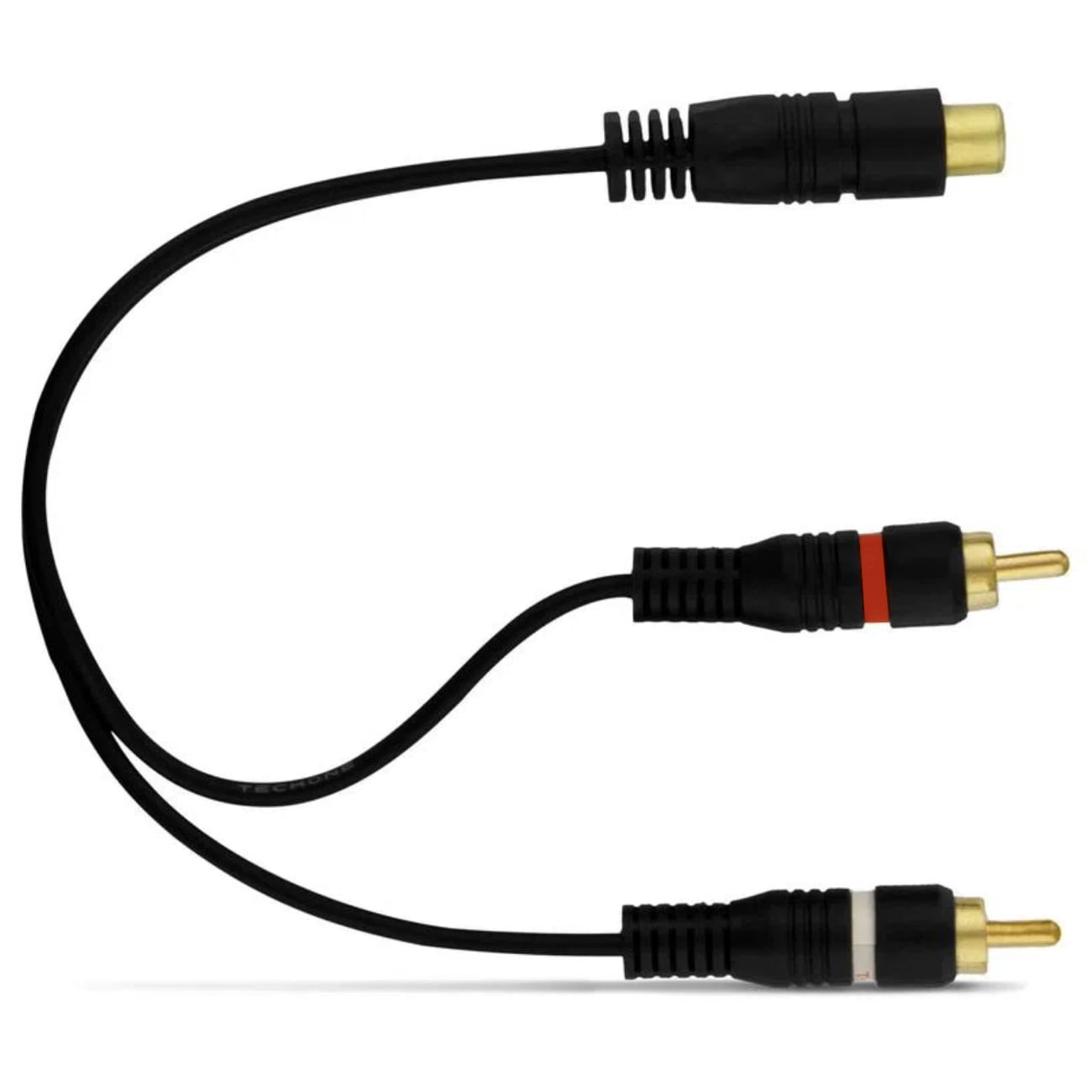 Encontraproduto.com.br - Cabo RCA Y KX3 2 Machos 1 Fêmea 30cm 4mm Flexível Preto Som Automotivo