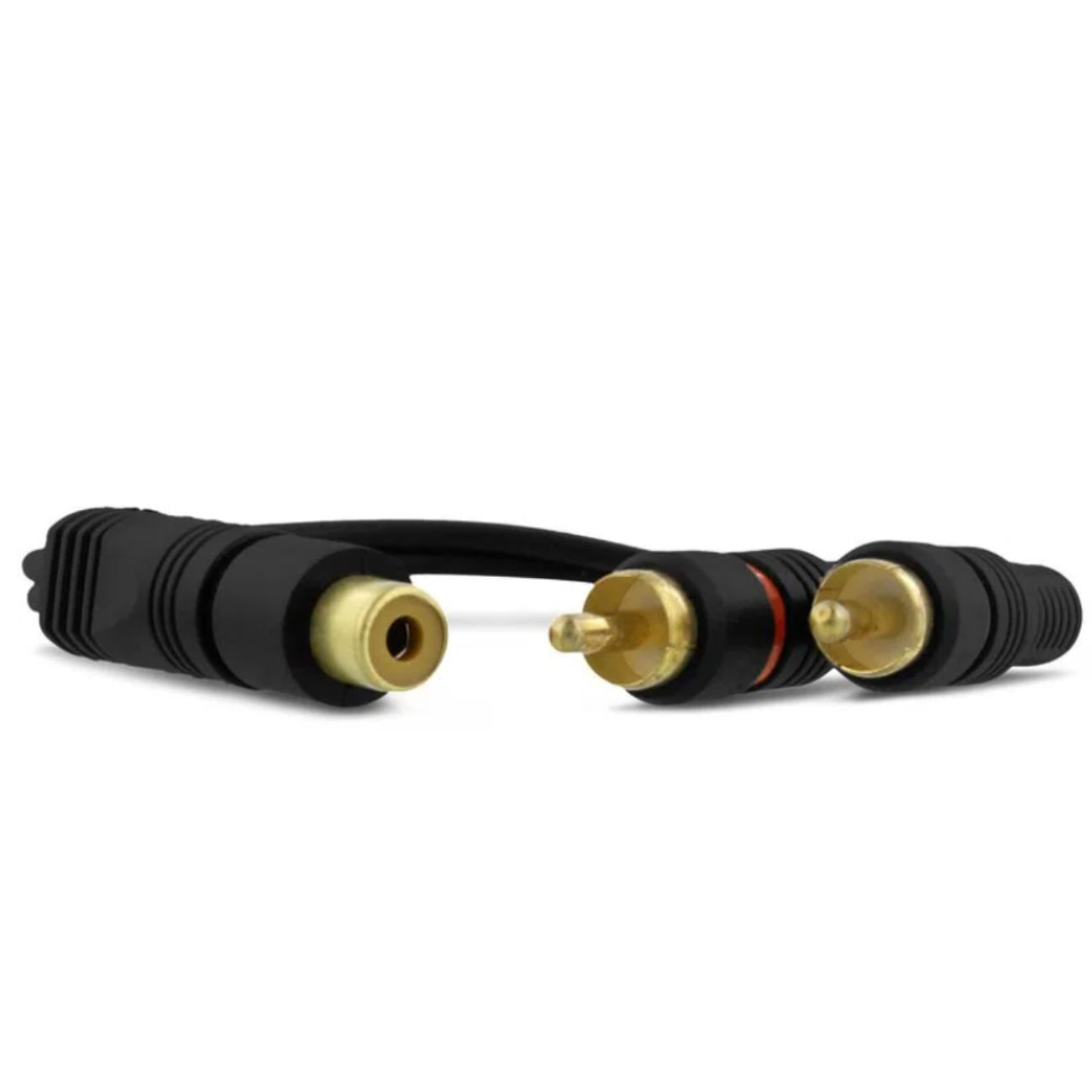 Encontraproduto.com.br - Cabo RCA Y KX3 2 Machos 1 Fêmea 30cm 4mm Flexível Preto Som Automotivo
