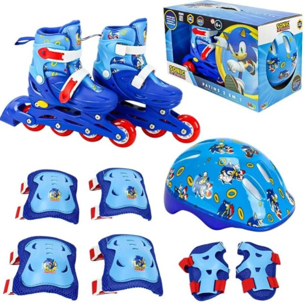 Encontraproduto.com.br - Kit Patins Sonic - Inline e Triline com Kit de Protecao BBR