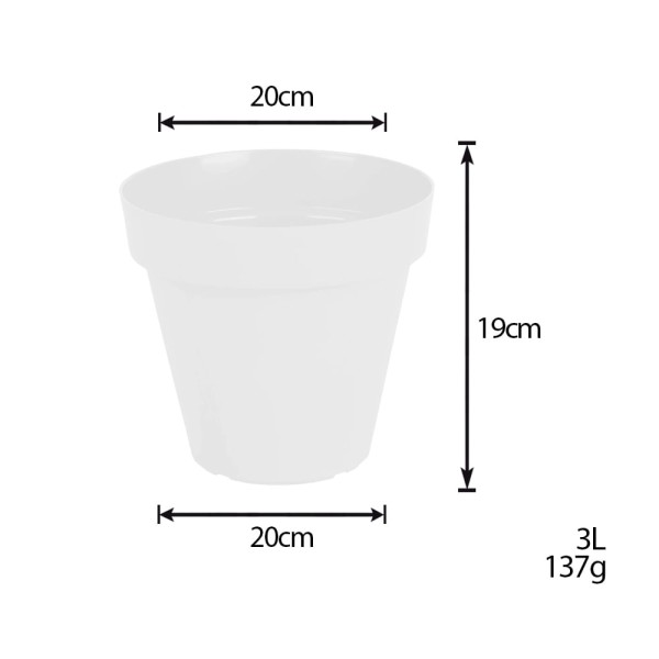 Encontraproduto.com.br - Vaso para Plantas em Polietileno Sampa Branco Sólido 19X20CM - I.SAMP.020.019.06 - Vasart