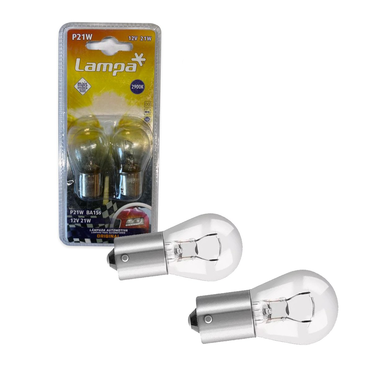 Lâmpada de Sinalização 1 Polo P21W 12V BA15s Lampa (Par)