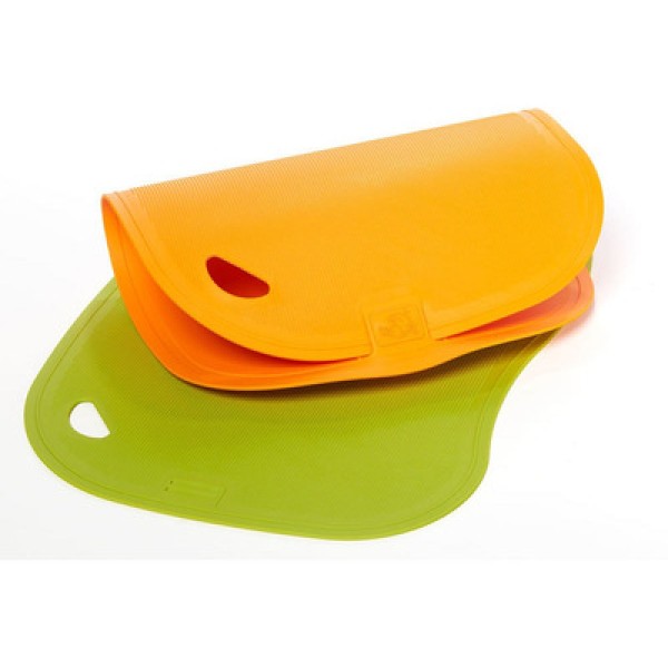 Encontraproduto.com.br - Conjunto de Duas Tábuas de Corte Flexíveis Antibacterianas GetSpace - Verde e Laranja