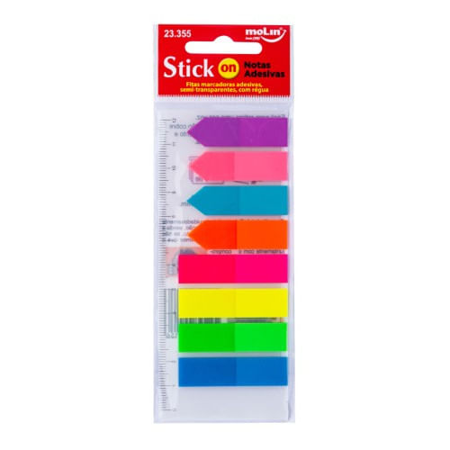 Encontraproduto.com.br - Marcadores Molin 8 Cores Neon com Régua