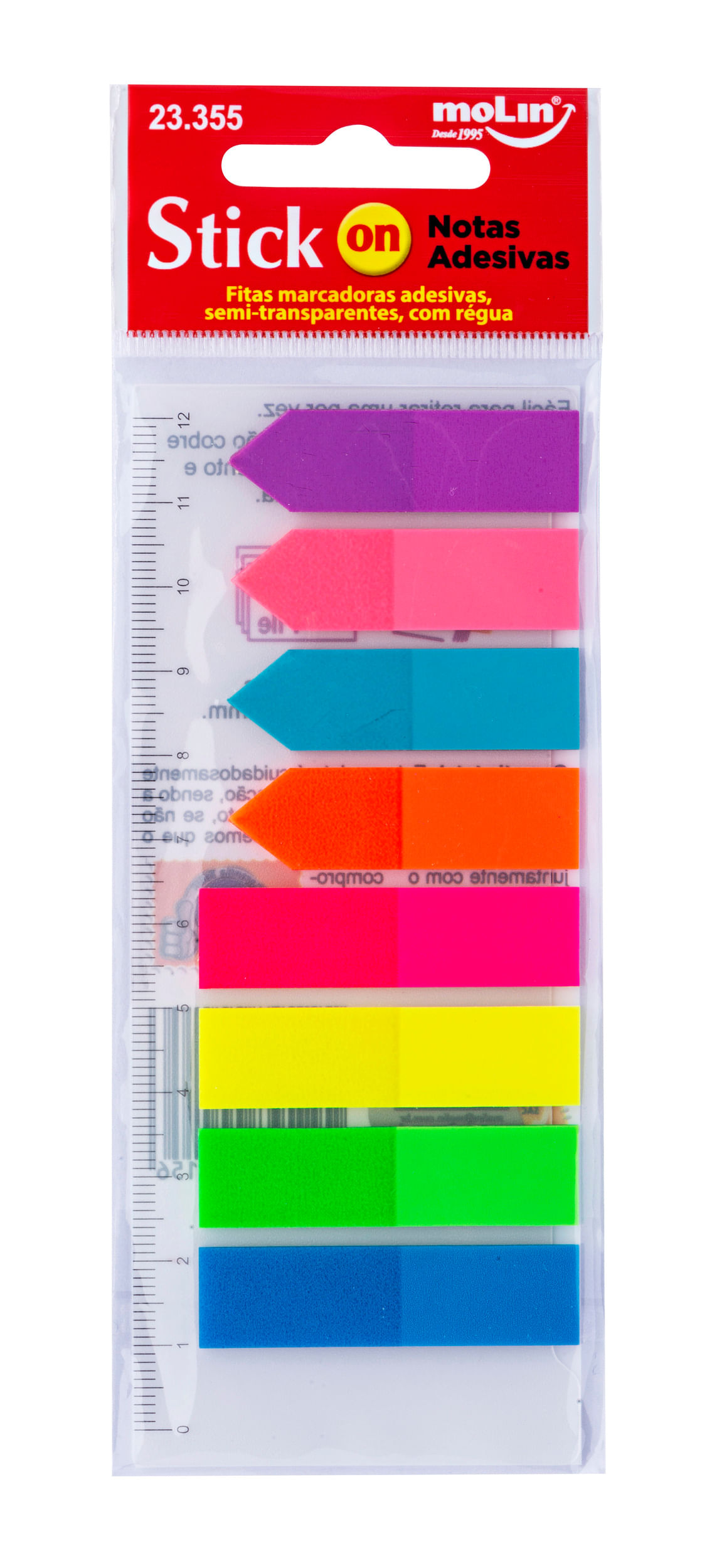 Encontraproduto.com.br - Marcadores Molin 8 Cores Neon com Régua