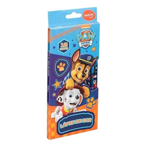 Encontraproduto.com.br - Lápis De Cor 12 Cores Paw Patrol Molin 12 Unidades